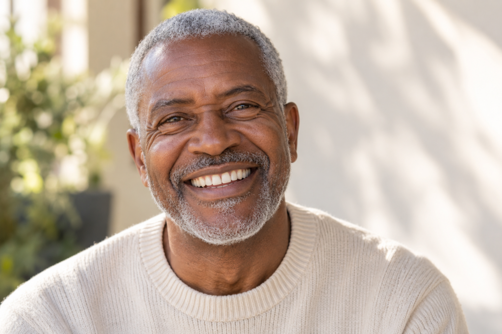 Older man with a confident smile