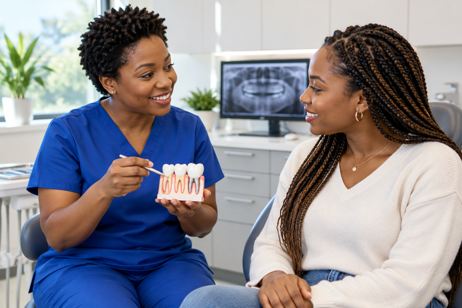 Dentist explaining a treatment plan to a patient
